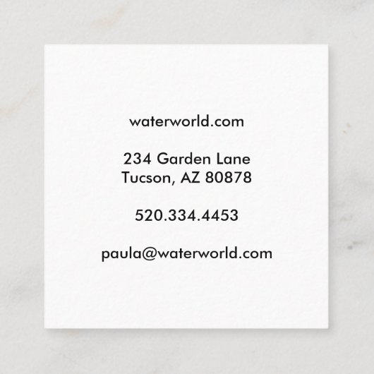 Water Sparkles Swimble Service Photo Travel Vierkante Visitekaartje (Achterkant)