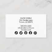 Water Sparkles Swimble Service Photo Travel Visitekaartje (Achterkant)