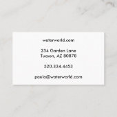 Water Sparkles Swimble Service Photo Travel Visitekaartje (Achterkant)