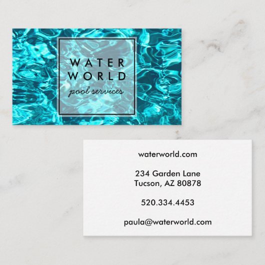 Water Sparkles Swimble Service Photo Travel Visitekaartje (Voorkant / Achterkant)