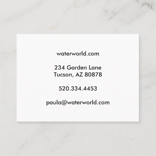 Water Sparkles Swimpool Service Fototoerisme Visitekaartje (Achterkant)
