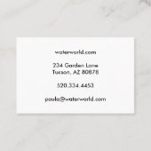 Water Sparkles Swimpool Service Fototoerisme Visitekaartje (Achterkant)