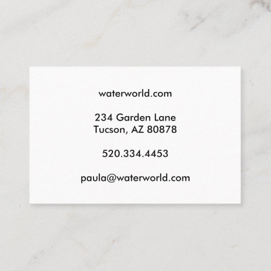 Water Sparkles Swimpool Service Fototoerisme Visitekaartje (Achterkant)