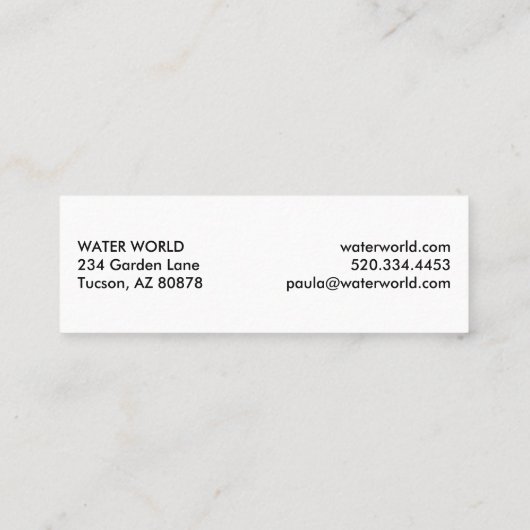 Water Sparkles Swimpool Services Photo Travel Mini Visitekaartje (Achterkant)