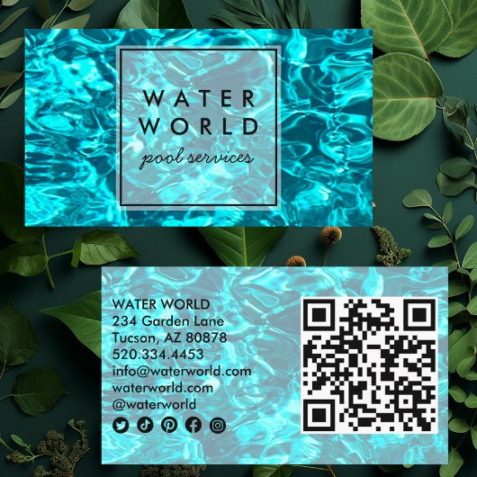 Water Sparkles Zwembad Service Foto QR Code Visitekaartje