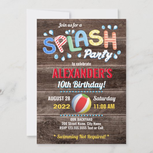 Water Spat Kinderen Zomerfeestje Kaart (Voorkant)