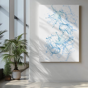 Water spatst als vissen yin yang blauw canvas afdruk