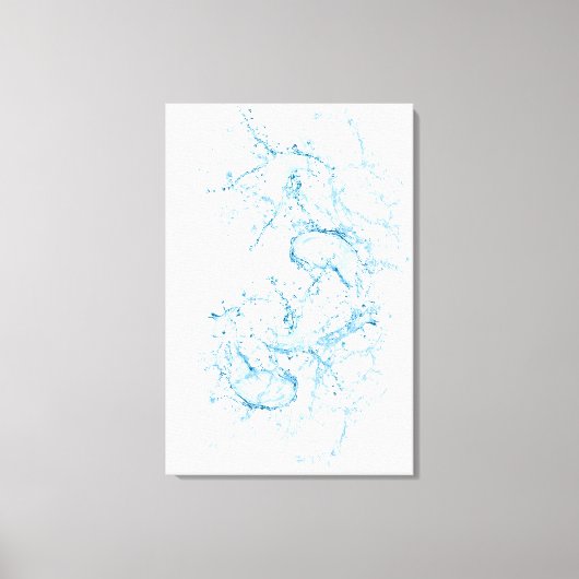 Water spettert als vissen yin yang blauw canvas afdruk (Voorkant)