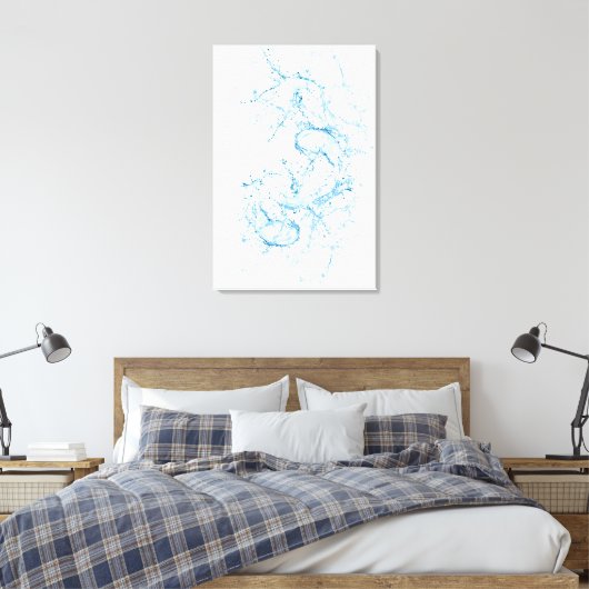 Water spettert als vissen yin yang blauw canvas afdruk (Insitu (Slaapkamer))