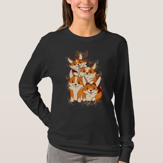 Water Splash Corgi Dog Pile T-shirt (Voorkant)