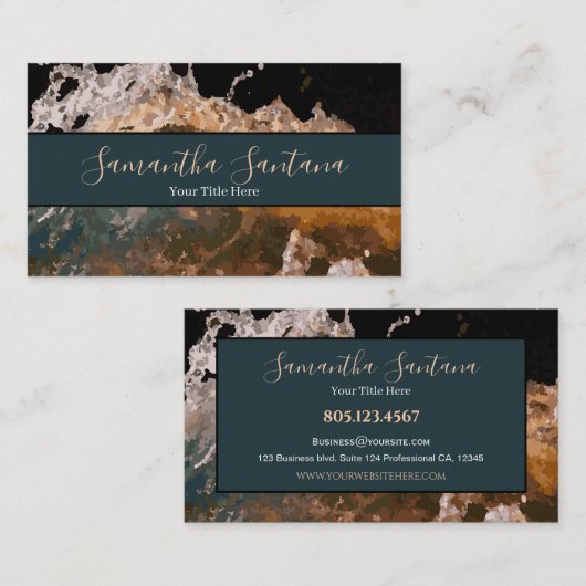 Water Splash Donker Modern Design Visitekaartje (Voorkant / Achterkant)