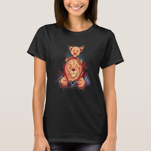 Water Splash Father Son Lion T-shirt (Voorkant)
