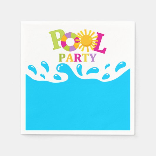Water Splash Girl Pool Party Verjaardagspapier Ser Servetten (Voorkant)