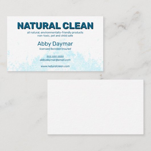 Water Splash Huishoudelijke schoonmaak Janitor Visitekaartje