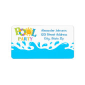 Water Splash Pool Party Boy Adreslabel Etiket (Voorkant)