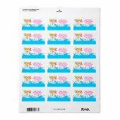 Water Splash Pool Party Meisje Adres Label (Full Sheet)