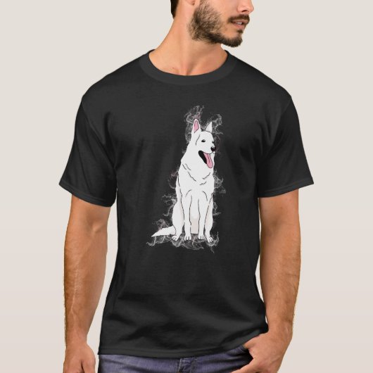 Water Splash Proton Science White German Shepherd T-shirt (Voorkant)