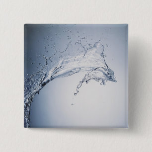Water Splash Vierkante Button 5,1 Cm