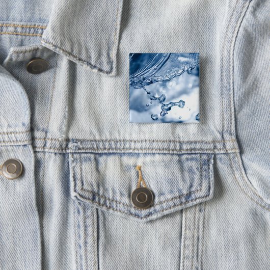 Water Splash Vierkante Button 5,1 Cm (In situ)