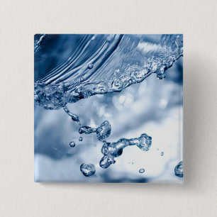 Water Splash Vierkante Button 5,1 Cm