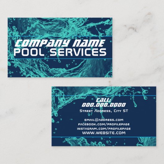 Water splash visitekaartje (Voorkant / Achterkant)