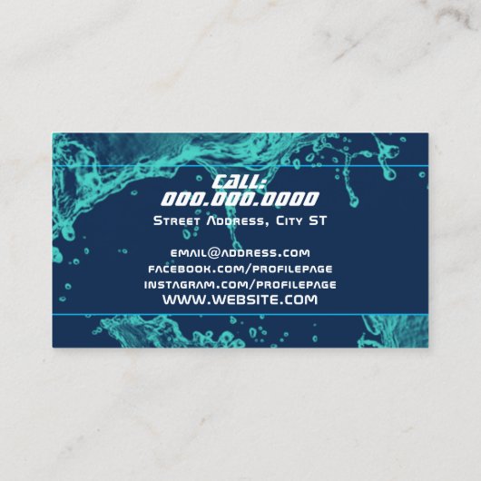 Water splash visitekaartje (Achterkant)