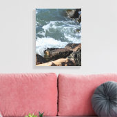 Water Splashing on Rocks Photo Canvas Afdruk (Insitu (Woonkamer))