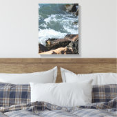 Water Splashing on Rocks Photo Canvas Afdruk (Insitu (Slaapkamer))
