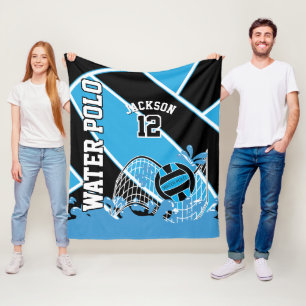 Water 🤽 ♀️ Sport in Blauw, Zwart en Wit Fleece Deken