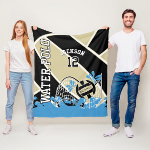 Water 🤽 ♀️ Sport in Gold, Black en White Fl Fleece Deken