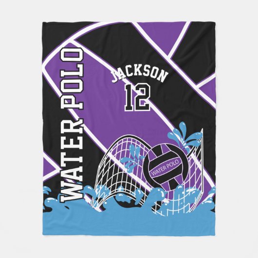 Water 🤽 ♀️ Sport in Paars, zwart en wit Fleece Deken (Voorkant)