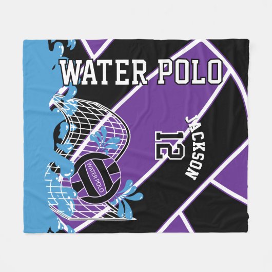 Water 🤽 ♀️ Sport in Paars, zwart en wit Fleece Deken (Voorkant (Horizontaal))
