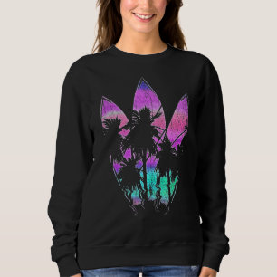 Water Sport Surfer Palm Trees Surfboard Vaporwave Trui