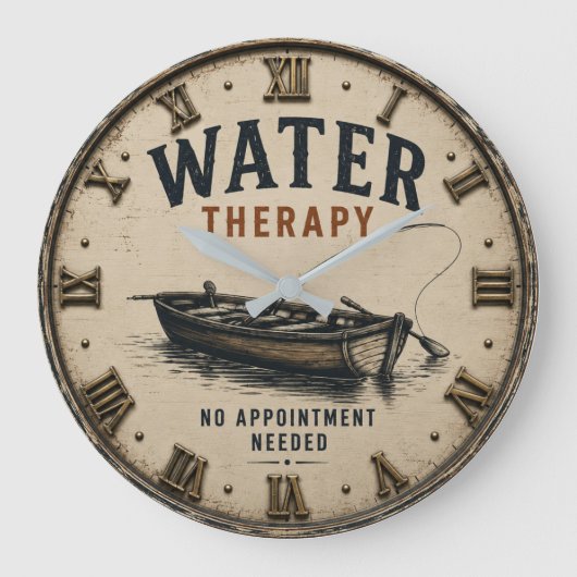 Water Therapy Rustic Fisherman Gift Grote Klok (Voorkant)