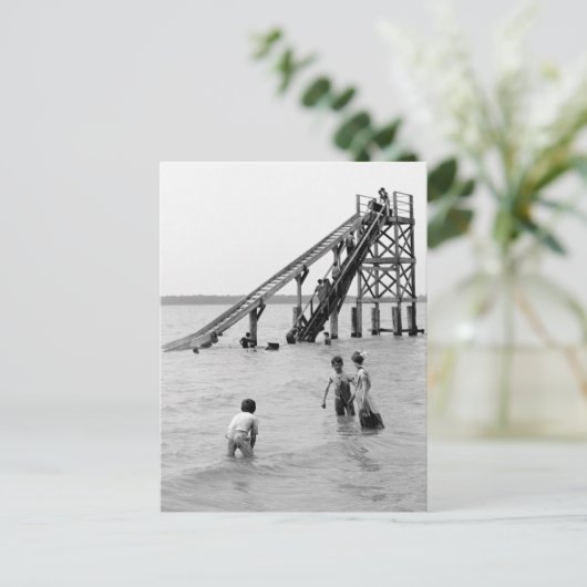 Water Toboggan, Bois Blanc Island, MI 1903 Briefkaart (Staand voorkant)