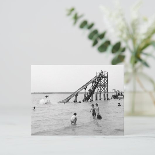 Water Toboggan, Bois Blanc Island, MI 1903 Briefkaart (Staand voorkant)