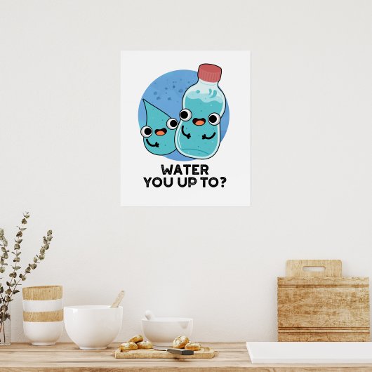 Water tot grappige waterspuit poster (Keuken)