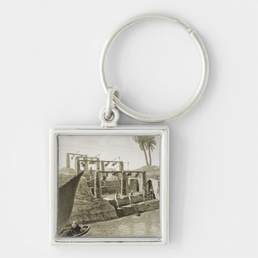 Water uit de Nijl verzamelen, bord 6 van Volum Sleutelhanger (Voorkant)