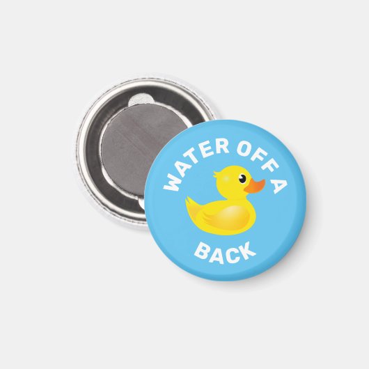 'Water van een eend's rug' Gele Rubber Duck Magneet (Voorkant / Achterkant)