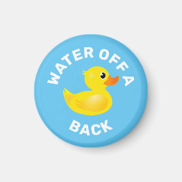 'Water van een eend's rug' Gele Rubber Duck Magneet
