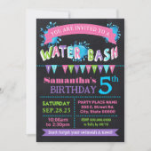 Water Verjaardags Bash Zomer Party Chalkboard roze Kaart (Voorkant)