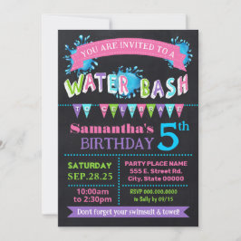 Water Verjaardags Bash Zomer Party Chalkboard roze Kaart