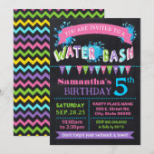 Water Verjaardags Bash Zomer Party Chalkboard roze Kaart (Voorkant / Achterkant)