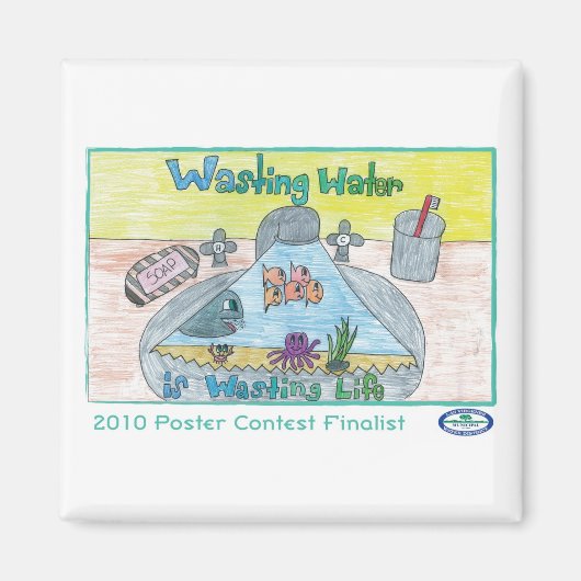 Water verspillen is leven magneet (Voorkant)