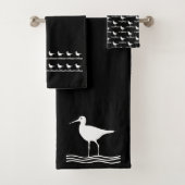 Water vogel Bad Zwart-witte handdoek set (Insitu)
