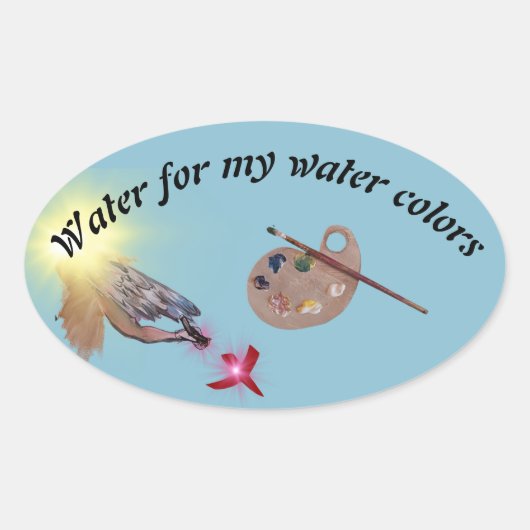 Water voor mijn waterkleurlabel ovale sticker (Voorkant)