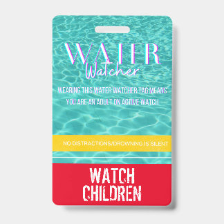 Water Watcher-tag voor zwembaden/strand/waterveili Badge