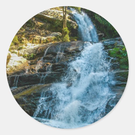 Water waterval Natuur Park Landbestemming Ronde Sticker (Voorkant)