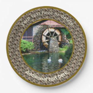 Water Wheel Duck Pond Art Gepersonaliseerde Partij Papieren Bordje