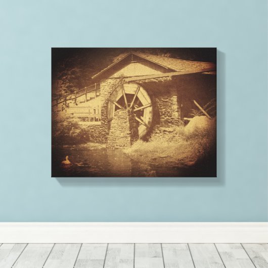 Water Wheel Duck Pond Canvas Afdruk (Insitu (Houten vloer))